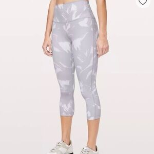 Lululemon Wunder Under Leggings High-Rise White Gray Luon Size 2